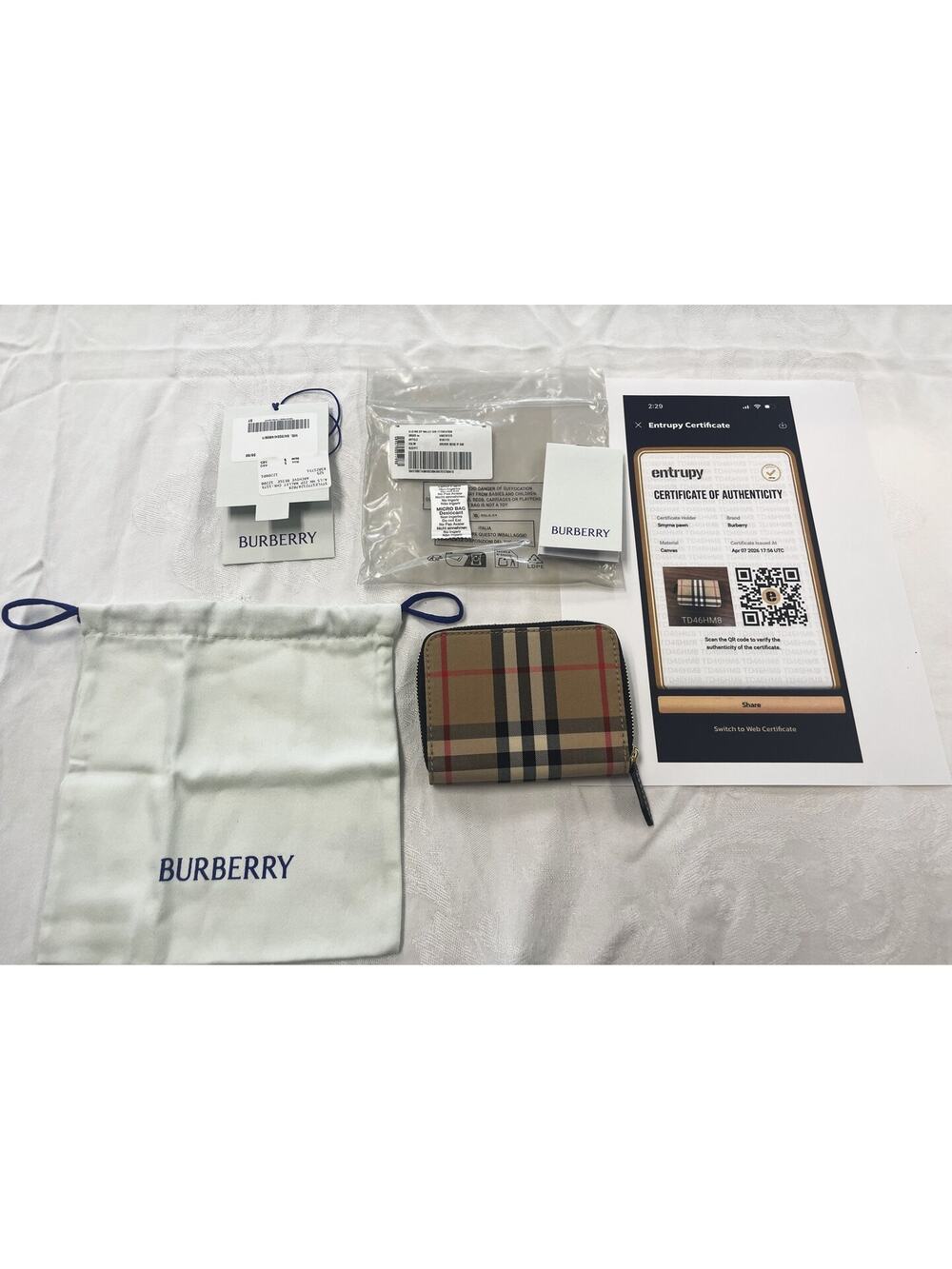 Burberry - MN Zip Wallet Archive Beige Check - Unused - PPSKN (364683)